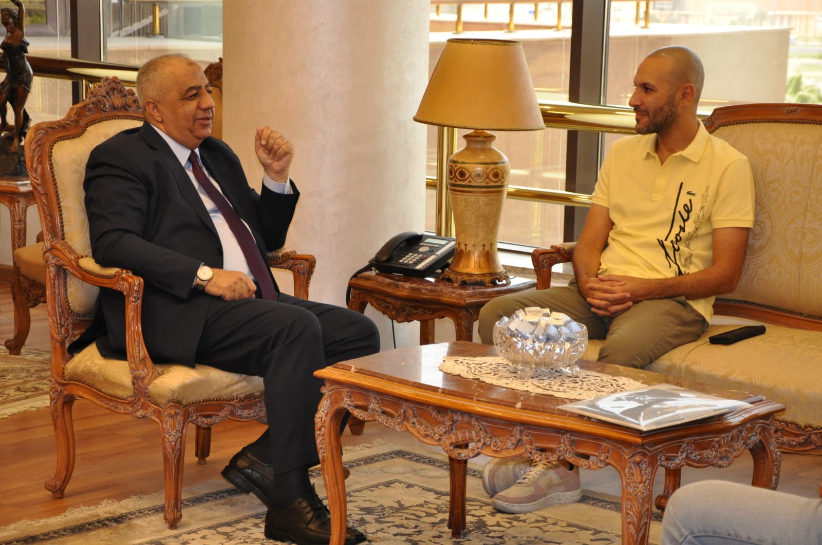 Abdel-Fattah El-Jibaly during his Meeting with the Egyptian International Director Mohamed Diab