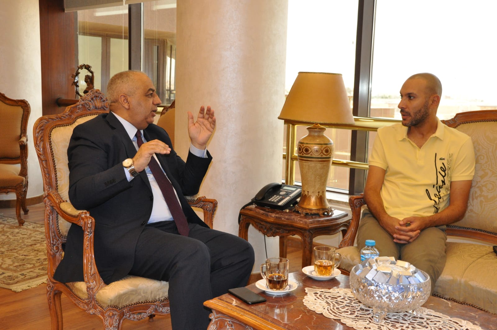 Abdel-Fattah El-Jibaly during his Meeting with the Egyptian International Director Mohamed Diab